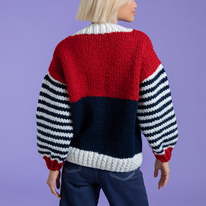 Everyday Stripe Sweater - Free Knitting Pattern for Women in Paintbox Yarns Wool Blend Super Chunky