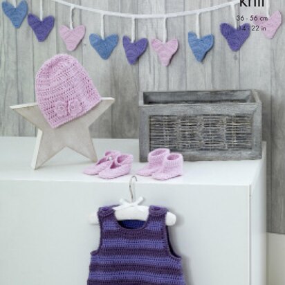 Pineafore Dress, Bunting, Hat, Shoes & Booties in King Cole Cottonsoft DK - 5145 - Downloadable PDF