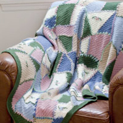 Embroidered Crazy Quilt Afghan in Caron Simply Soft - Downloadable PDF