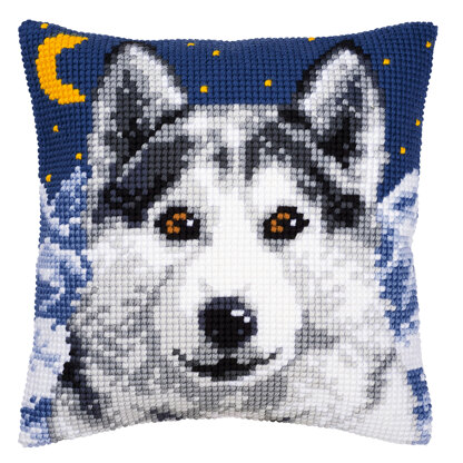 Vervaco Midnight Wolf Cushion Front Chunky Cross Stitch Kit - 40cm x 40cm