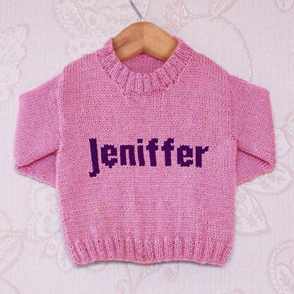 Intarsia - Jeniffer Moniker Chart - Childrens Sweater