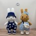 Dress-up Bunny Amigurumi Overall set crochet pattern # DUBA-01.03 | cute rabbit crochet toy, crochet plushie, removable clothes doll