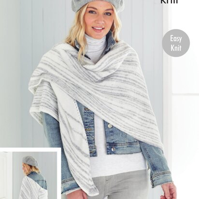 Shawls in King Cole Stripe DK - 5599 - Downloadable PDF