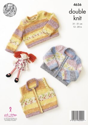 Waistcoat, Cardigan & Sweater in King Cole Splash DK - 4656 - Downloadable PDF