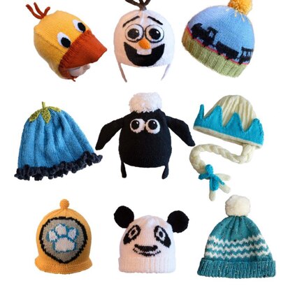 Cute Hats to Knit 2 - steam train, sheep, panda, duck, bluebell, snowman, princess