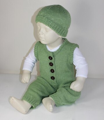 Baby Dungarees and Beanie Hat