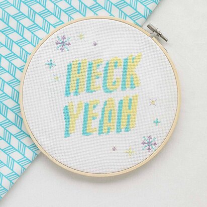 Mint & Make Heck Yeah 8" Cross Stitch Kit with Hoop