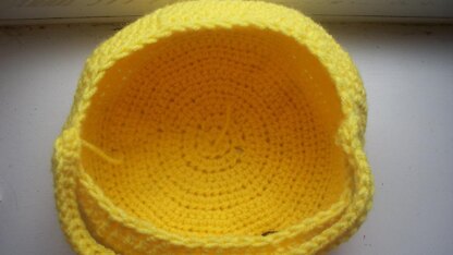 Smiley Face Crochet Storage Basket, Gift Bag, Planter