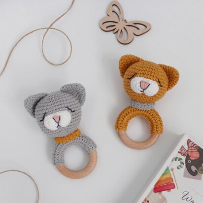 Crochet cat pattern baby rattle amigurumi