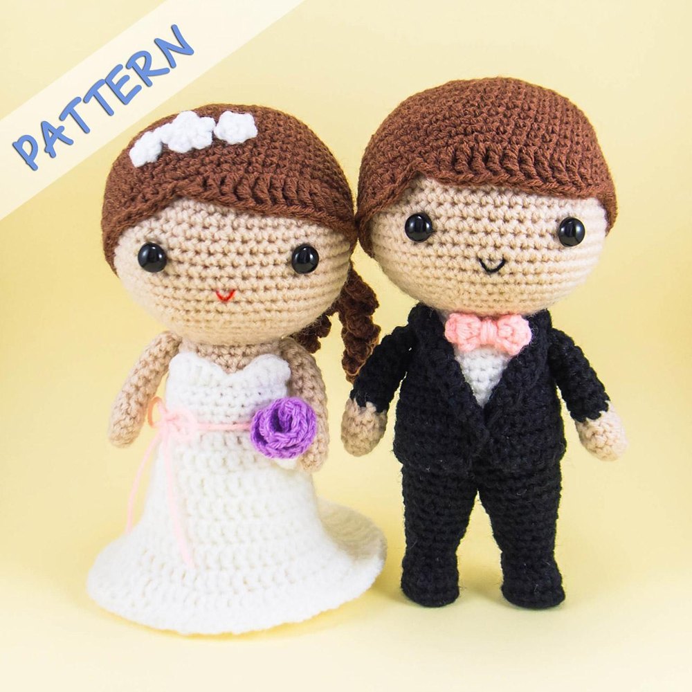 Wedding Couple Crochet Pattern by Aquariwool Crochet (Crochet Doll Pat –  AquariwoolCrochet