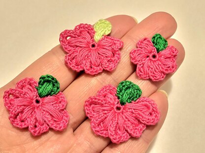 Pink tiny cozy crochet flower pattern