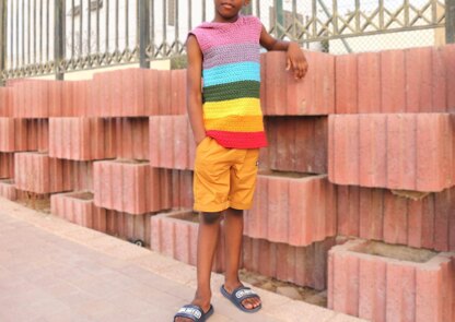 Rainbow Crochet Hoodie for Boys