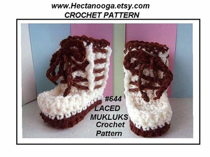 644, LACED MUKLUK BOOTIES OR SLIPPERS