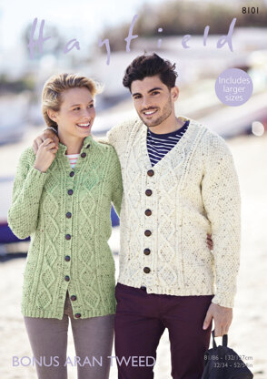 Cardigans in Hayfield Bonus Aran Tweed - 8101 - Downloadable PDF