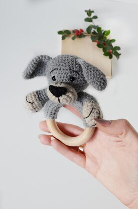 Dog crochet baby rattle