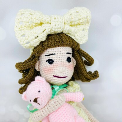 Crochet doll with clothes pattern, amigurumi doll