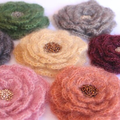 Mohair flower brooch