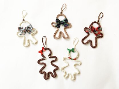 Crochet gingerbread ornaments Christmas hanging ornament Gingerbread boy girl Xmas gift tag Keepsake Christmas decoration Xmas patterns