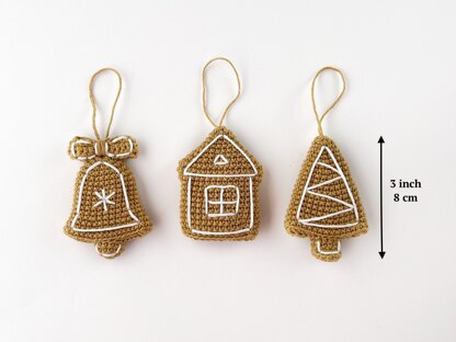 Christmas tree ornament gingerbread crochet pattern Christmas tree Crochet bell Christmas house