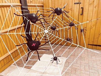 Giant spider web Large cobweb Crochet spiders Outdoor halloween decoration