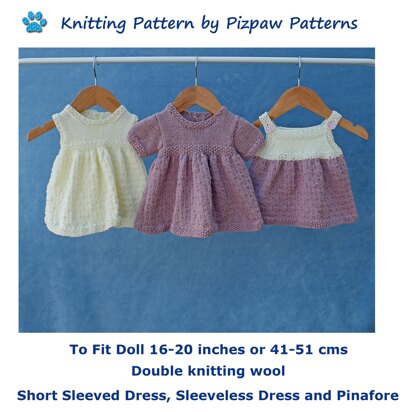 Dolls Dresses Knitting Pattern (no 122) to fit 16, 18, 20 inch or 41, 46, 51 cms doll
