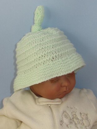 Baby Big Brim Stripey Topknot Beanie Hat