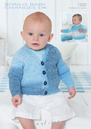 Sweater and Cardigan in Hayfield Bonus Baby Changes DK - 1320 - Downloadable PDF