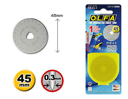 Olfa 45mm Straight Edge Rotary Blade, 1-pack (RB45-1)"