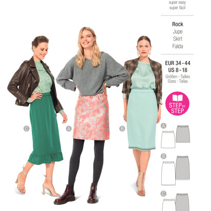 Burda Style Misses' Skirt in Three Lengths with Elastic, Slim Shape B6073 - Paper Pattern, Size 8-18 (34-44)