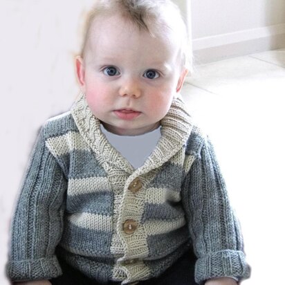 Baby - Child Stylish Cardigan with ribbed sleeves and collar P040 - knitting pattern