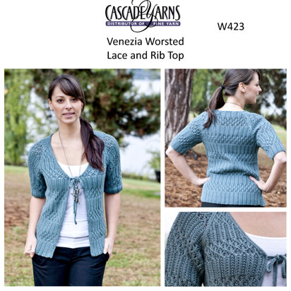 Lace and Rib Top in Cascade Yarns Venezia Worsted - W423 - Downloadable PDF