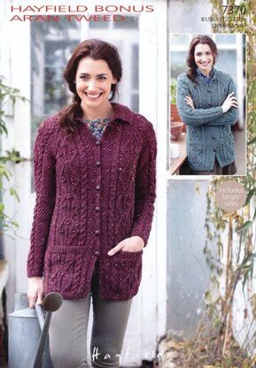 Cardigans in Hayfield Bonus Aran Tweed with Wool - 7370