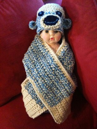 Chunky Sock Monkey Hug Swaddle Blanket Pattern