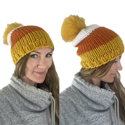 Candy Corn CUTE Hat - Color Block Beanie