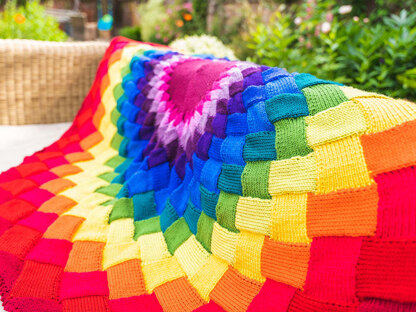 Rainbow Mandala Entrelac Blanket in Deramores Studio - Downloadable PDF