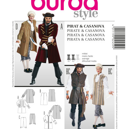 Burda Style Pirate & Casanova Costume Sewing Pattern B2459 - Paper Pattern, Size 36-48