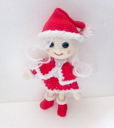 Mrs Christmas Santa Doll and Snowman
