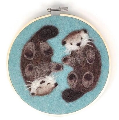 The Crafty Kit Company Otters in a Hoop Needle Felting Kit