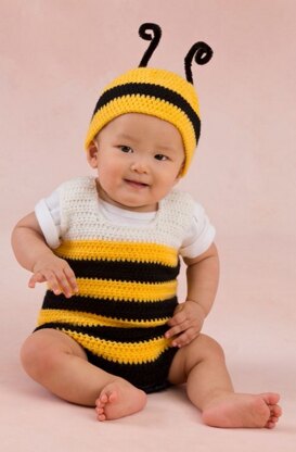 Little Baby Bee Playsuit & Hat in Red Heart Anne Geddes Baby - LW3348
