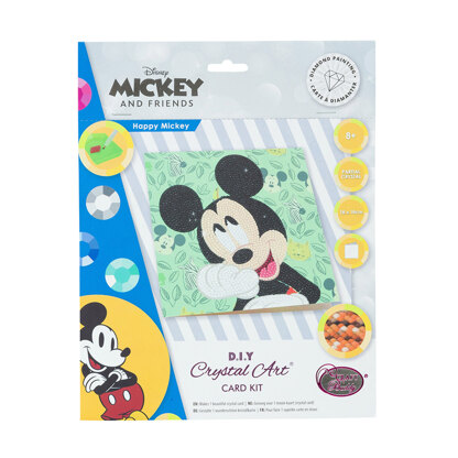 Crystal Art Happy Mickey, 18x18cm Card Diamond Painting Kit