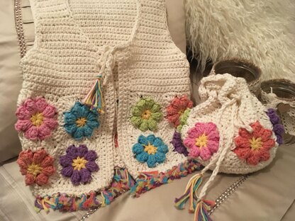 Flower gilet & bag