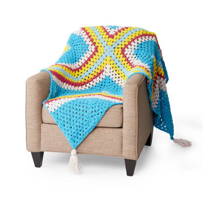 Mitered in the Middle Crochet Blanket in Bernat Blanket Breezy - Downloadable PDF