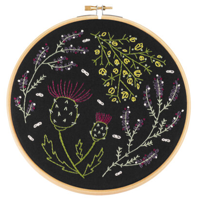 Hawthorn Handmade Highland Heathers Black Embroidery Kit