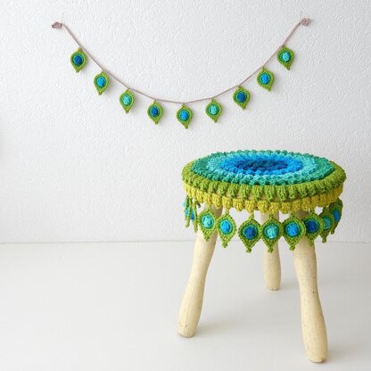 Peacock Feather Stool Cover and Garland