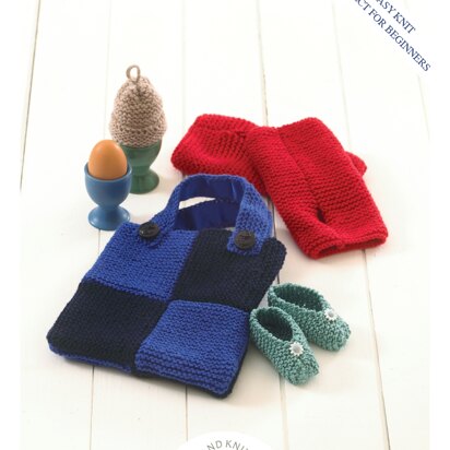 UKHKA 153 Baby Shoes, Egg Cosy, Wrist Warmers and Bag - UKHKA153pdf - Downloadable PDF