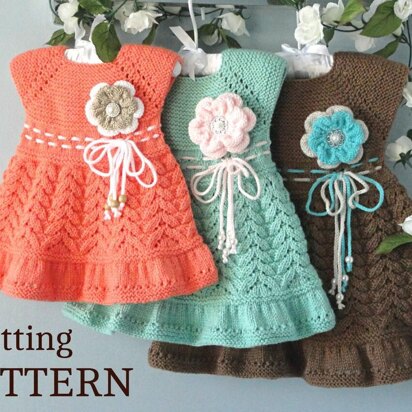 Knitting PATTERN Baby Dress Knitted Baptism Baby Dress