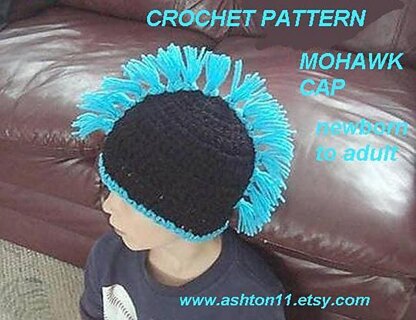 MOHAWK HAT, newborn to adult sizes