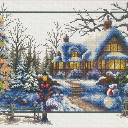 Needleart World Winter Cottage No-Count Cross Stitch Kit - 51cm x 32cm