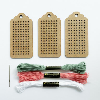 The Make Box The Wooden Cross Stitch Tags Cross Stitch Kit - 24x11.4x2