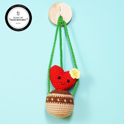 Heart Shaped Cactus Basket Car Hanging